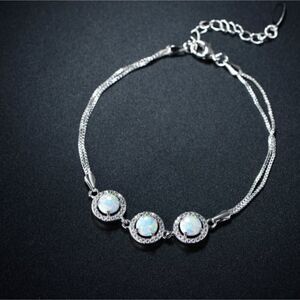 white gold-plated opal bracelet